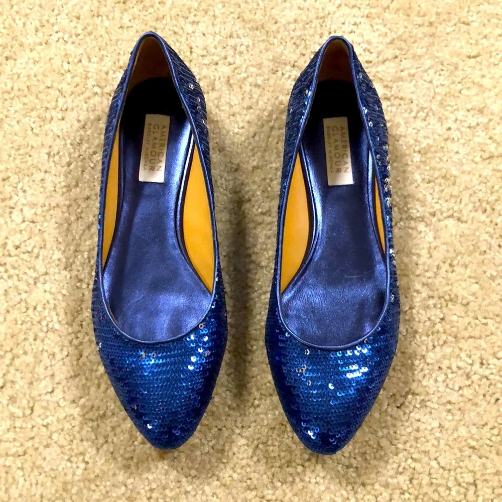 NEW Badgley Mischka sequin American Glamour flats 7 Homecoming sorority rush